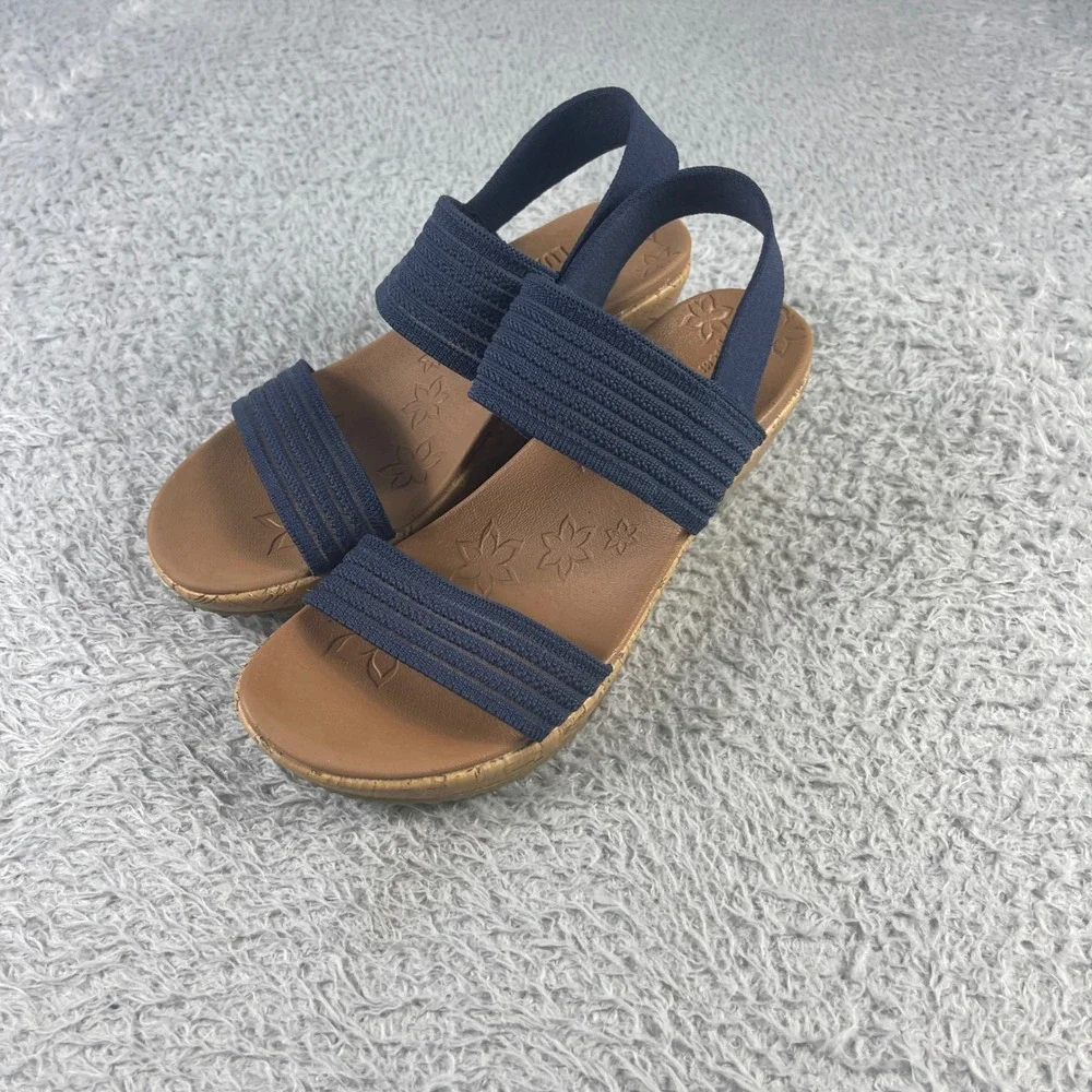 Skechers Cali Beverly Hot Glitz Navy Blue Wedge Sandals Womens 7 119571 NVY
